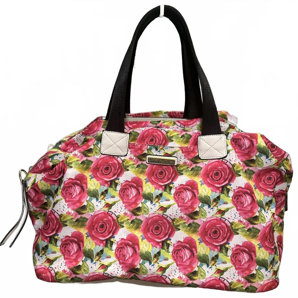 EUC Juicy Couture Women's Large Duffel Bag Weekender With Pink Floral Print